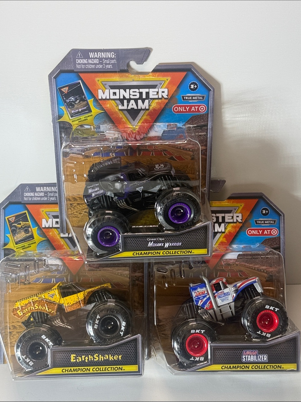 Monster ,Mohawk Warrior , earth shaker,Lucas  stabilizer Truck — collection of 3
